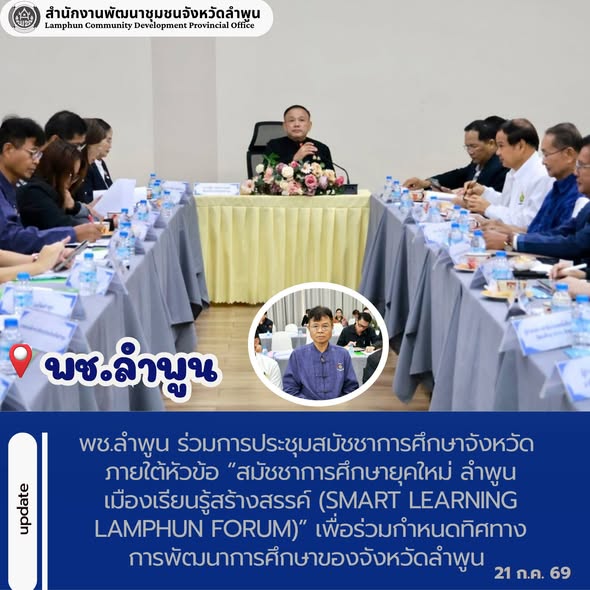 พช.ลำพูน ร่วมการประชุมสมัชชาการศึกษาจังหวัด ภายใต้หัวข้อ “สมัชชาการศึกษายุคใหม่ ลำพูนเมืองเรียนรู้สร้างสรรค์ (Smart Learning Lamphun Forum)” เพื่อร่วมกำหนดทิศทางการพัฒนาการศึกษาของจังหวัดลำพูน