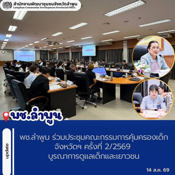 พช.ลำพูน ร่วมประชุมคณะกรรมการคุ้มครองเด็กจังหวัดฯ ครั้งที่ 2/2569 บูรณาการดูแลเด็กและเยาวชน