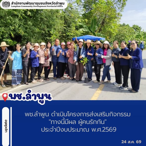 พช.ลำพูน ดำเนินโครงการส่งเสริมกิจกรรม "ทางนี้มีผล ผู้คนรักกัน" ประจำปีงบประมาณ พ.ศ.2569