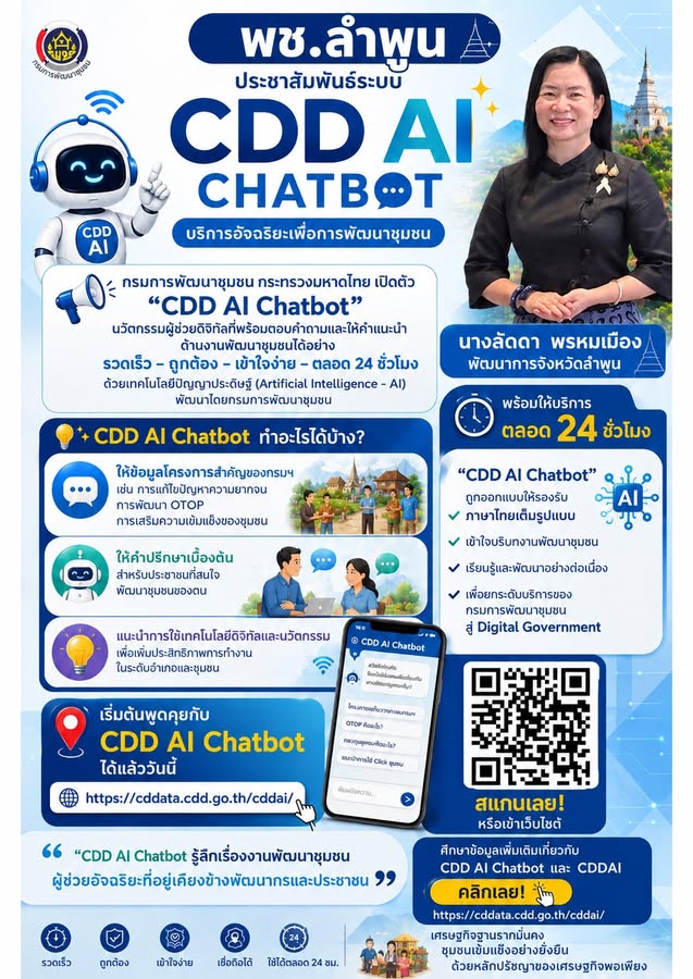พช.ลำพูน ประชาสัมพันธ์ระบบ CDD Ai บริการอัจฉริยะเพื่อการพัฒนาชุมชน
