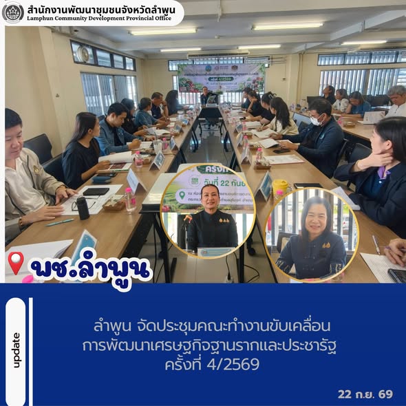 พช.ลำพูน จัดประชุมคณะทำงานขับเคลื่อนการพัฒนาเศรษฐกิจฐานรากและประชารัฐ ครั้งที่ 4/2569