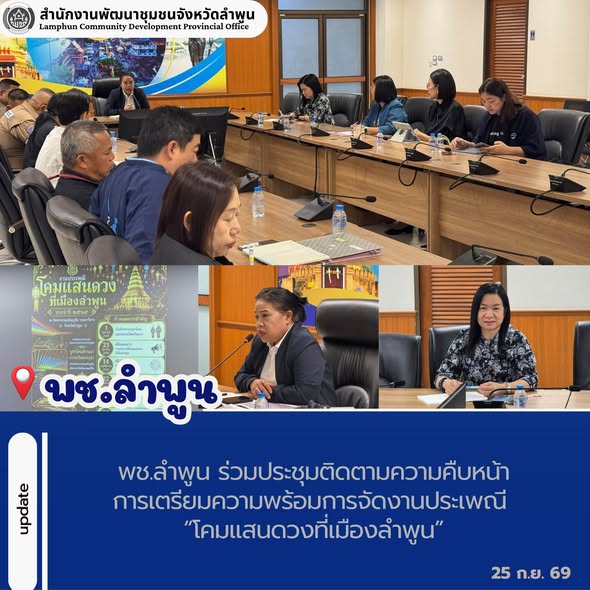 พช.ลำพูน ร่วมประชุมติดตามความคืบหน้าการเตรียมความพร้อมการจัดงานประเพณี “โคมแสนดวงที่เมืองลำพูน”