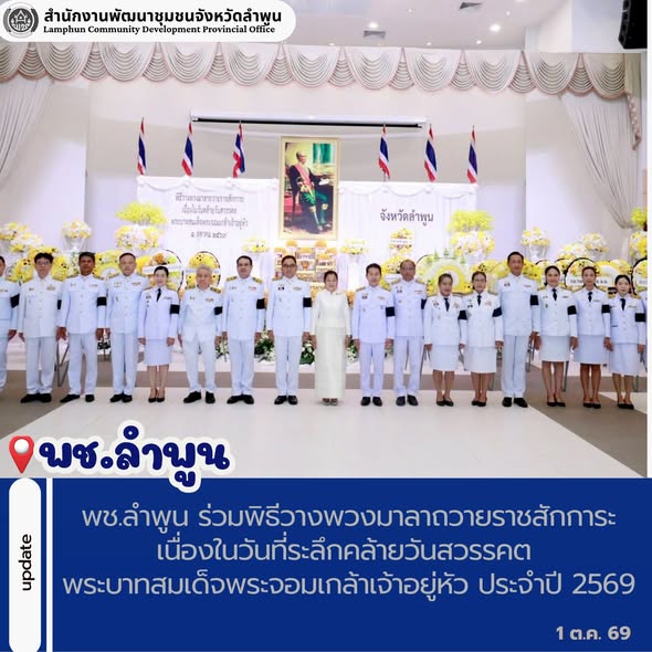 พช.ลำพูน ร่วมพิธีวางพวงมาลาถวายราชสักการะ เนื่องในวันที่ระลึกคล้ายวันสวรรคต พระบาทสมเด็จพระจอมเกล้าเจ้าอยู่หัว ประจำปี 2569