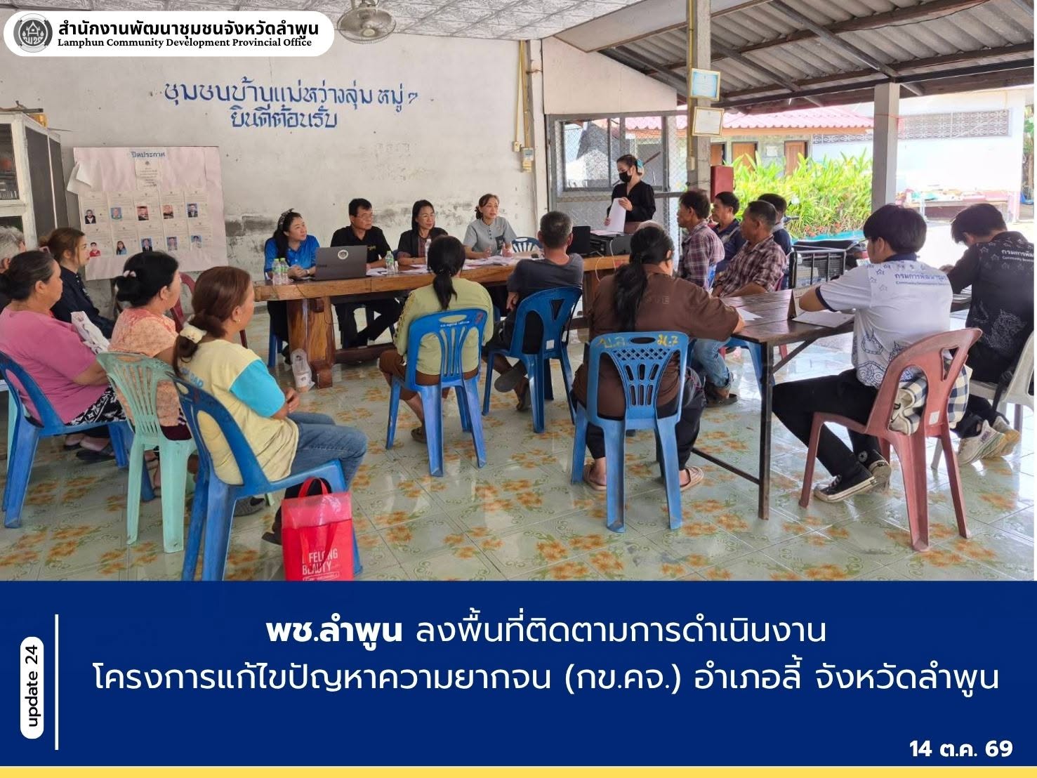 พช.ลำพูน ลงพื้นที่ติดตามการดำเนินงานโครงการแก้ไขปัญหาความยากจน (กข.คจ.) อำเภอลี้ จังหวัดลำพูน