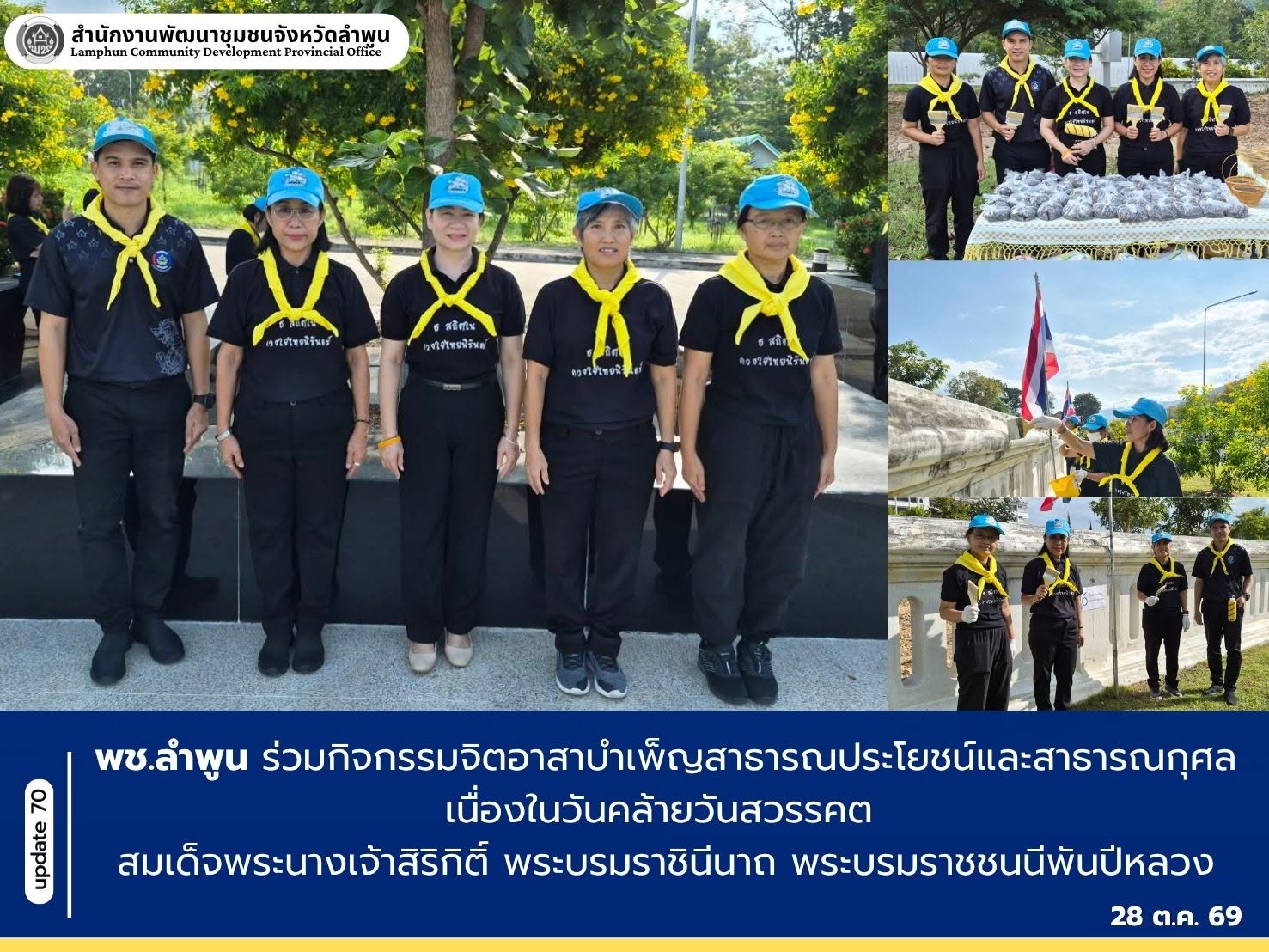 พช.ลำพูน ร่วมกิจกรรมจิตอาสาบำเพ็ญสาธารณประโยชน์และสาธารณกุศล เนื่องในวันคล้ายวันสวรรคต สมเด็จพระนางเจ้าสิริกิติ์ พระบรมราชินีนาถ พระบรมราชชนนีพันปีหลวง